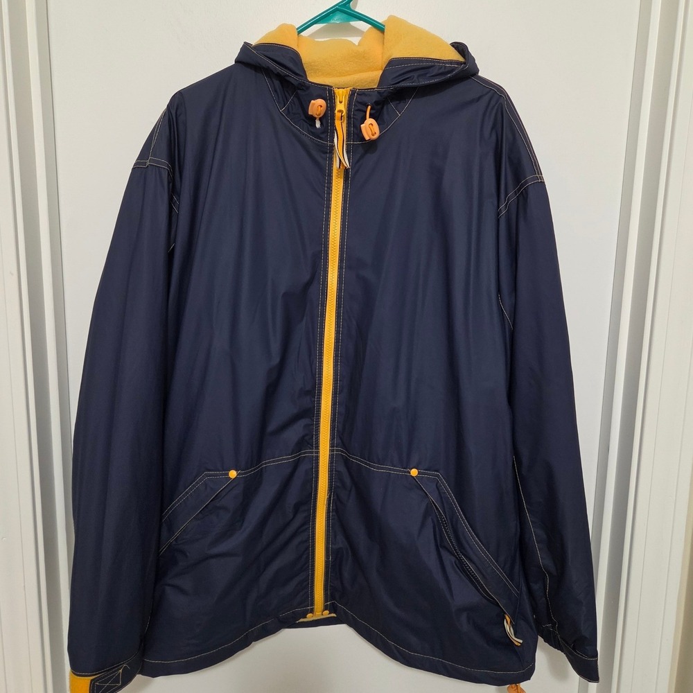 Misty Harbor Navy Blue Fleece Lined Hooded Rain Jacket Mens Large RN 51207